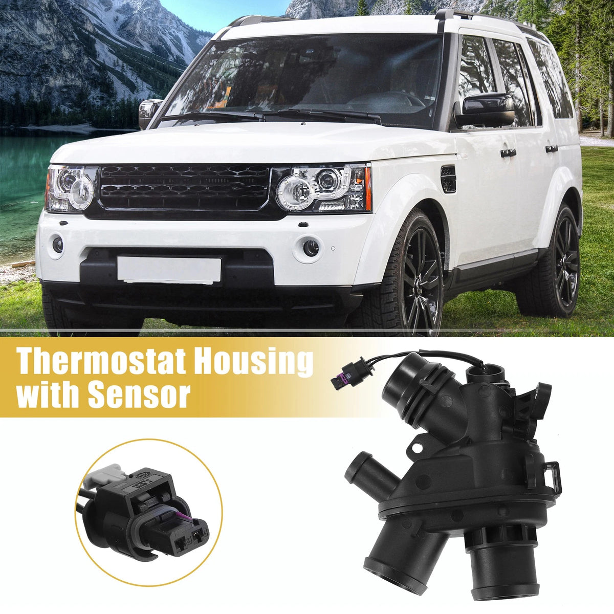 Thermostat Housing Assembly w/Sensor for Land Rover LR4 (2010–2016) No.LR117568 AJ813986