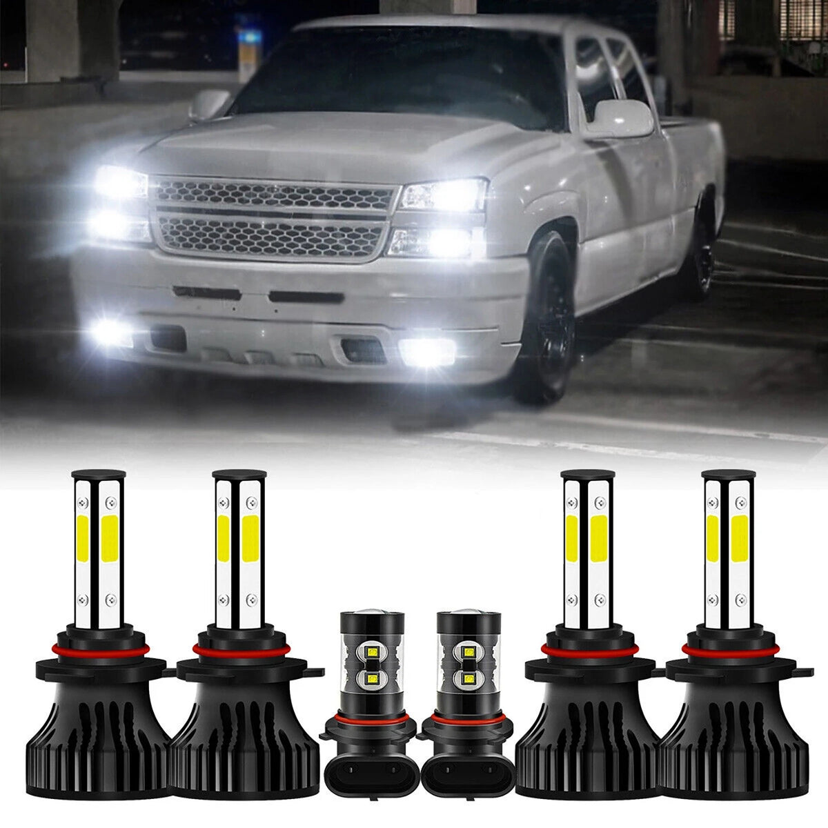 LED Headlights Fog Lights Bulbs for Chevy Silverado 1500 2500 HD (2003–2006)