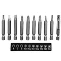 10 Piece Hex Power Screwdriver Bits Set with Tool Holder and Extension Rod