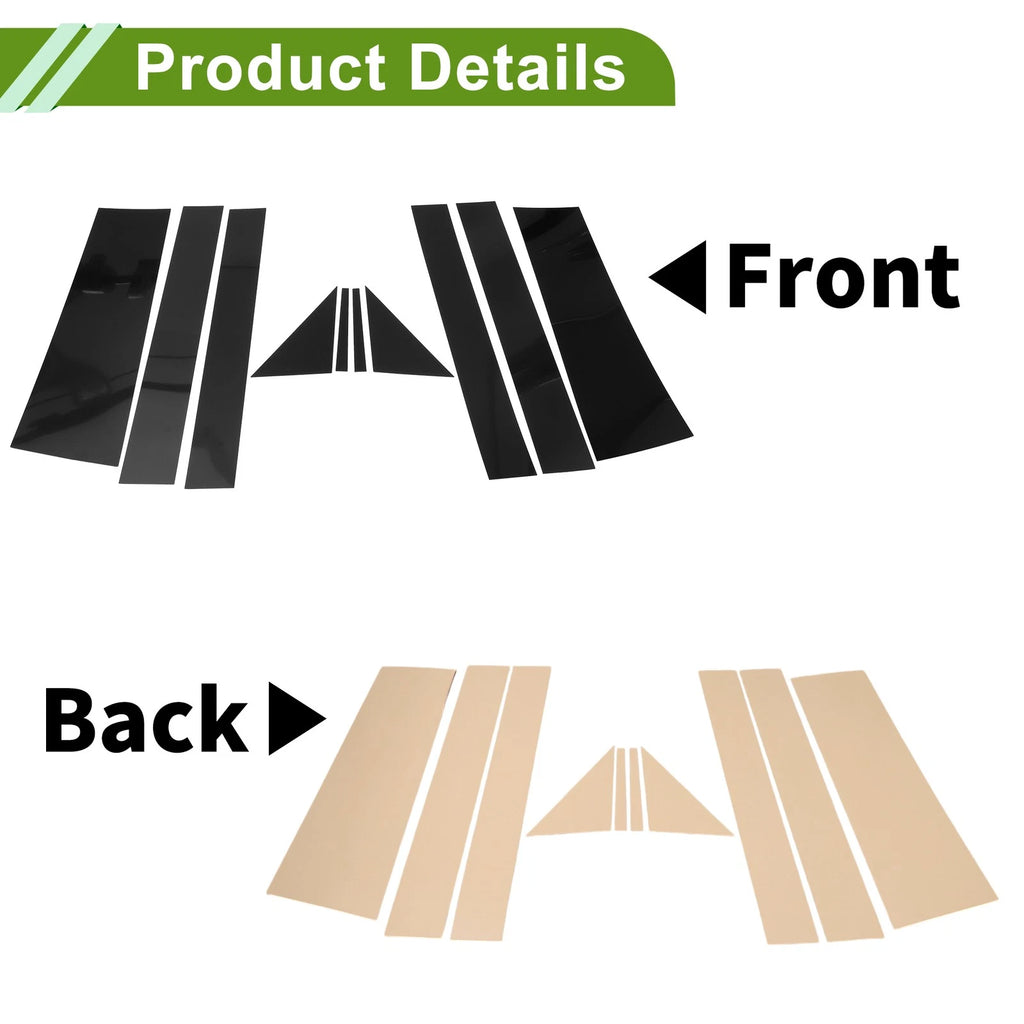 Door Pillar Window Trim Set for Dodge Grand Caravan (2008–2016) Black