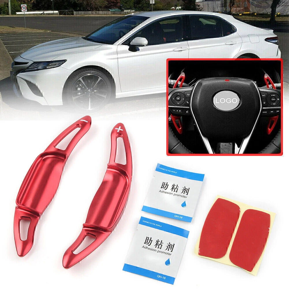 Red Steering Wheel Shift Paddle Shifter Extension for Toyota Camry (2018–2020)