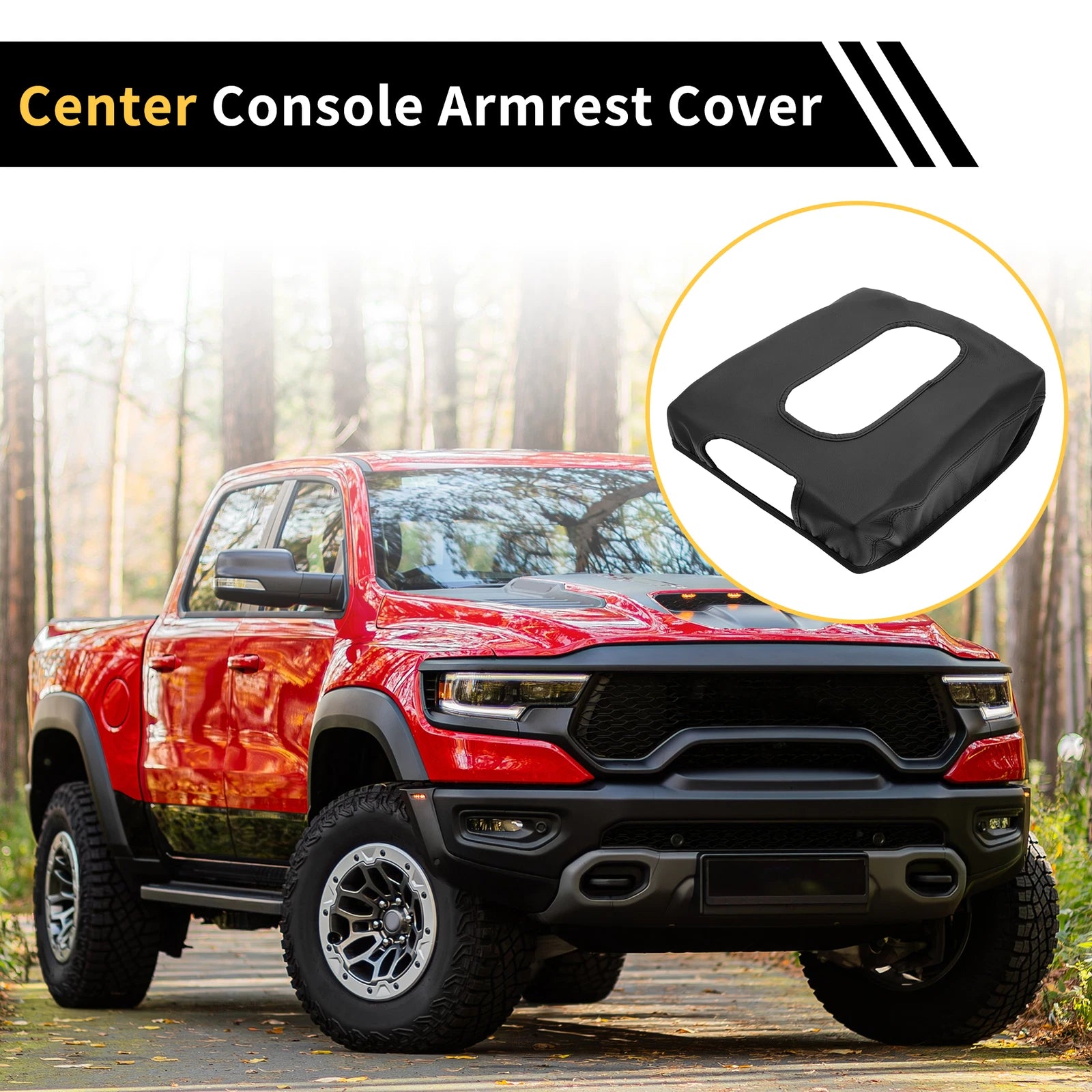 Center Console Cover for GMC Sierra 1500 (2014–2023) Microfiber Leather Black