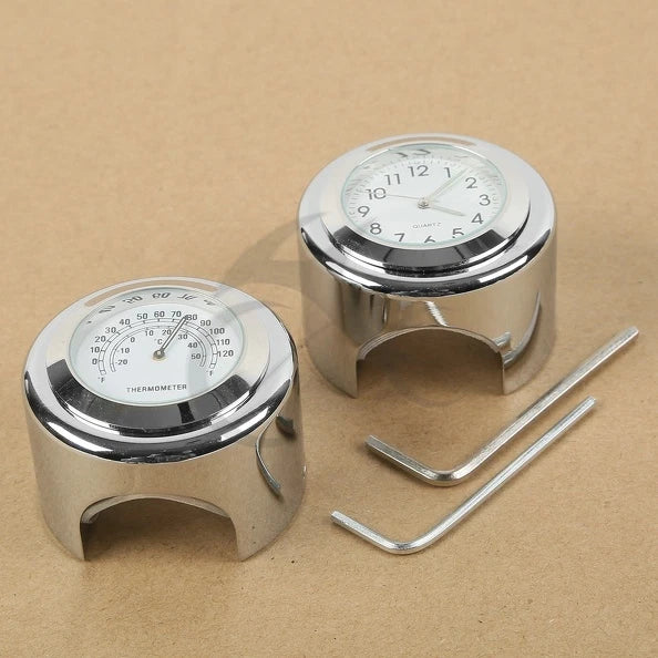 Chrome Dial Clock Temp Thermometer for Suzuki GS VS Chopper (1971–2023)