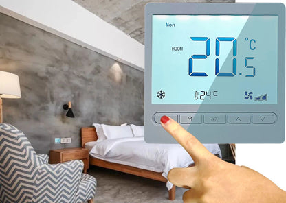 White LCD Thermostat for AC and Electric Floor Heating