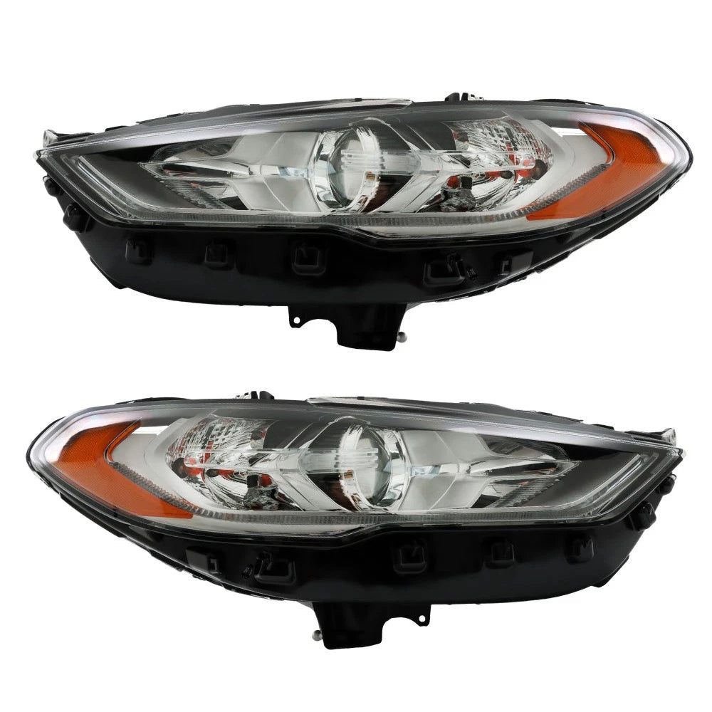 Headlight Set for Ford Fusion (2017–2019) Driver & Passenger Halogen LED DRL
