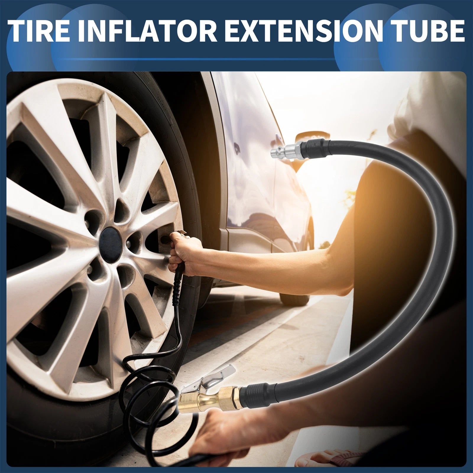Tire Inflator Extension Tube 1/4 Quick Plug for Car and Motorcycle (1pc)