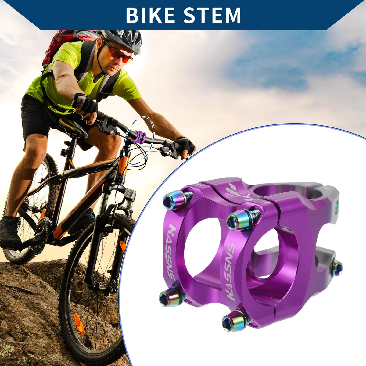 Bike Stem Short Adjustable Handlebar Stem for Bike 35mm 1-1/8 (Gray Purple)
