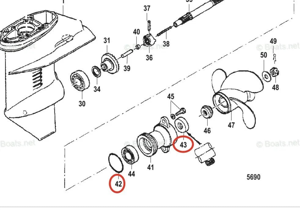 Lower Unit Oil Seal & O-ring Set for Mercury 8/9.9HP Outboard (N/A)