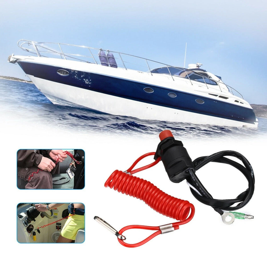Outboard Kill Switch for Safety Motor Replacement (Plastic, Black)