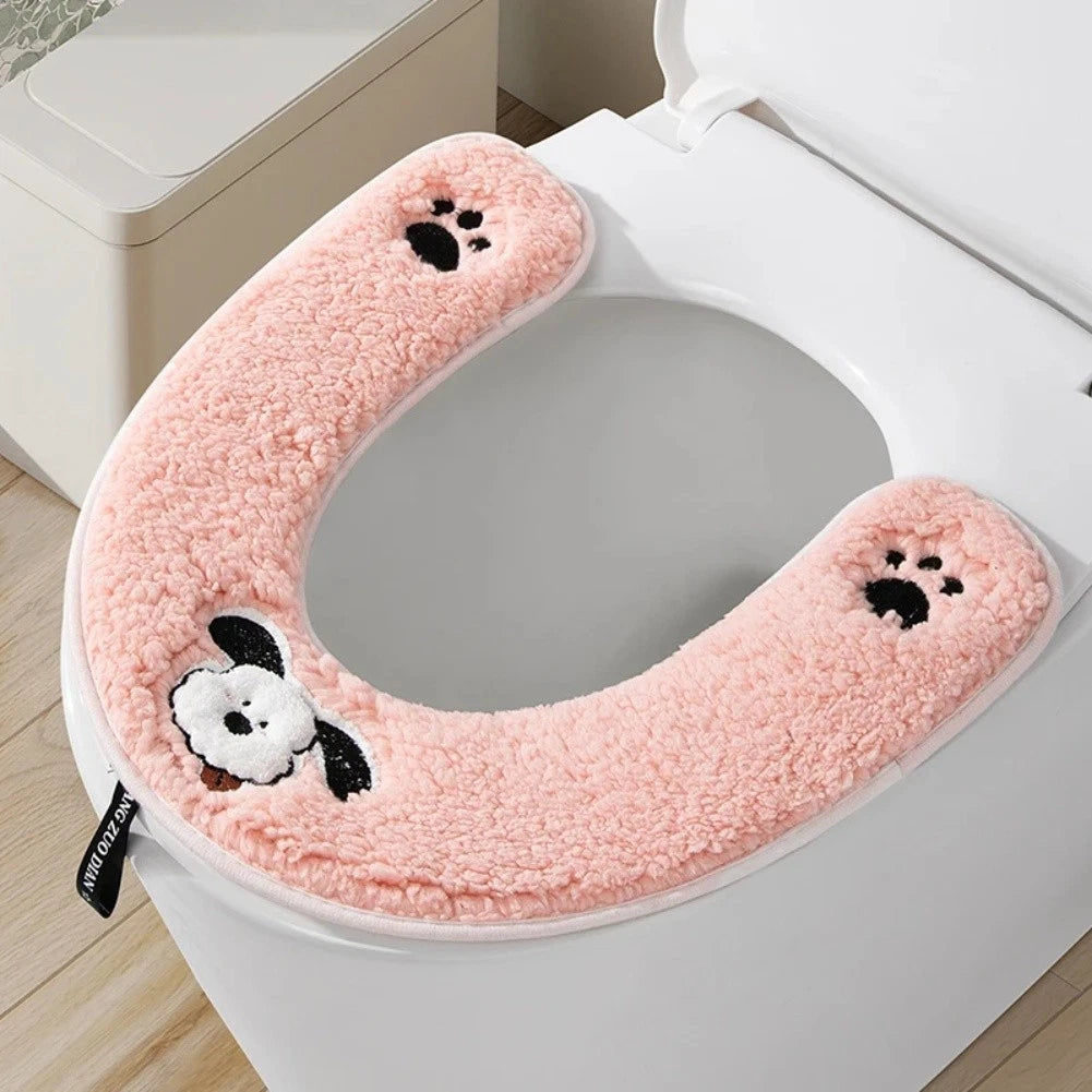 Soft Plush Thickened Toilet Seat Cover for Universal Fit (Washable)