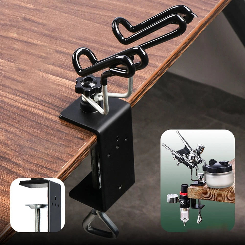 Sleek Airbrush Holder for Secure Clamping and Side Organizer
