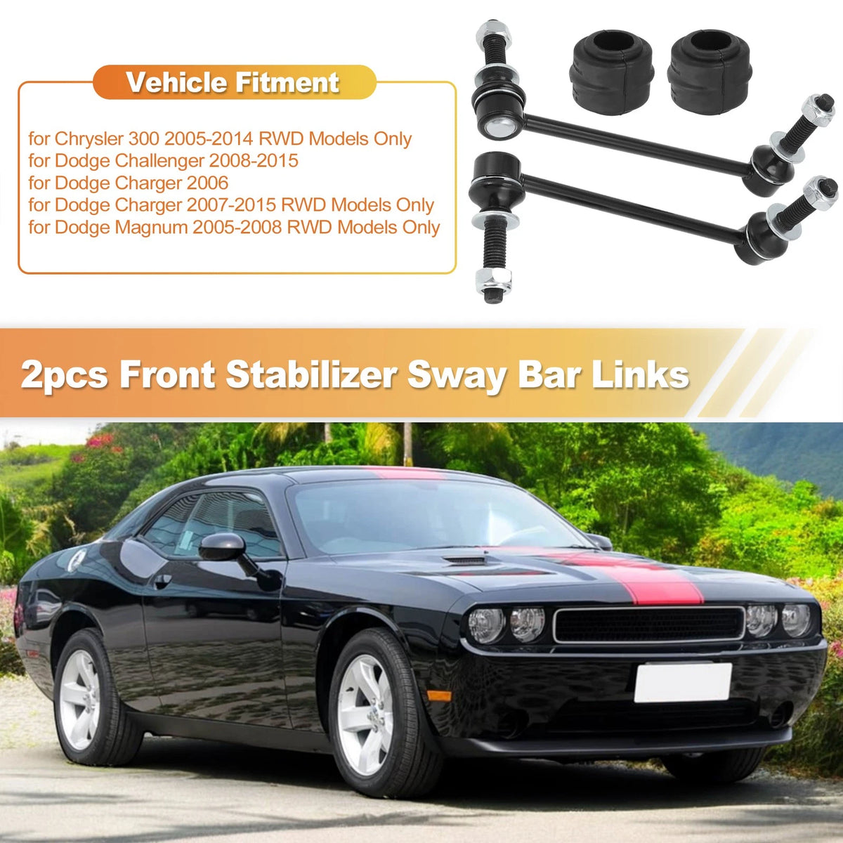 Front Sway Bar Link Bushing Kit for Dodge Challenger Charger (K80822/K80823)