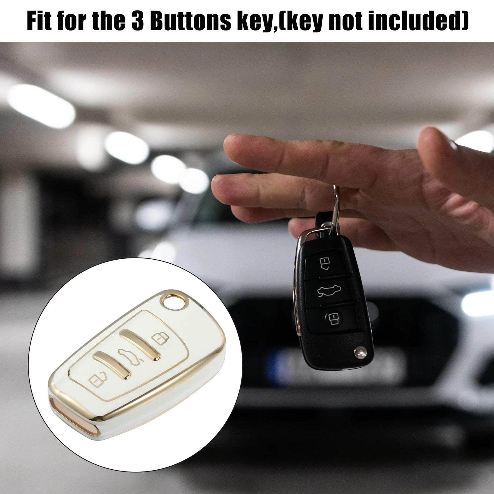 3-Button Car Key Fob Cover TPU Case Replacement for Audi Q3 (2014–2025)