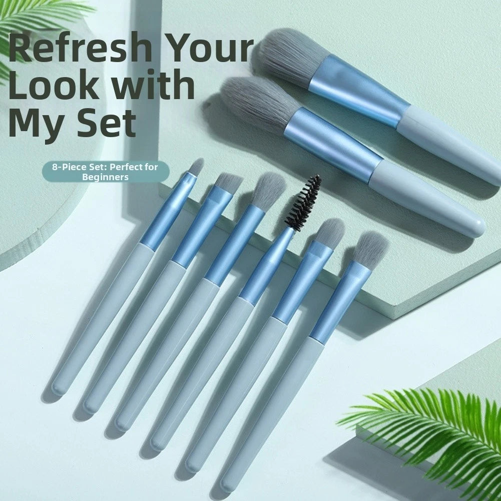 8 Piece Makeup Brush Set for Eyeshadow Concealer Blush Application