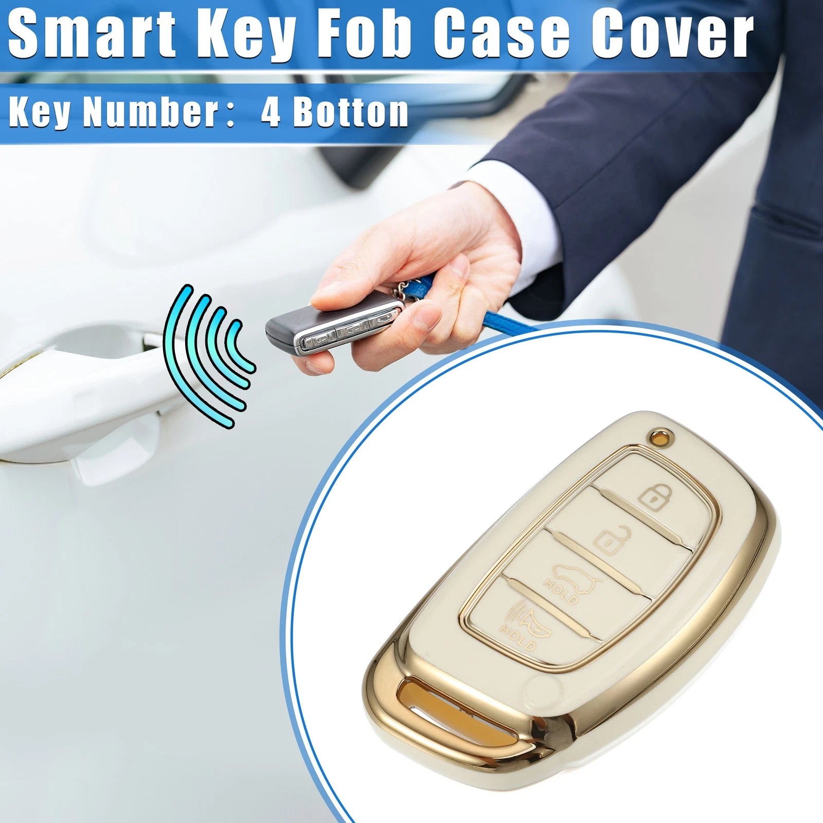 Key Fob Cover 4 Button Replacement for Hyundai Elantra Sonata (2011–2020)