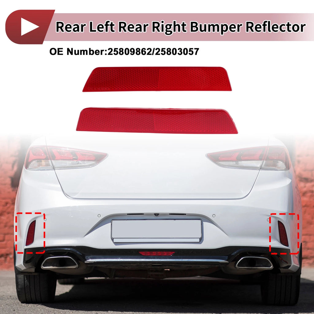 Pair Rear Bumper Reflectors Left Right Replacement for Chevrolet Equinox (2010–2016)