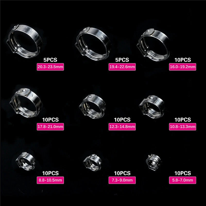 80PCS Hose Clamps for Hydraulic Applications (5.8-23.5mm)