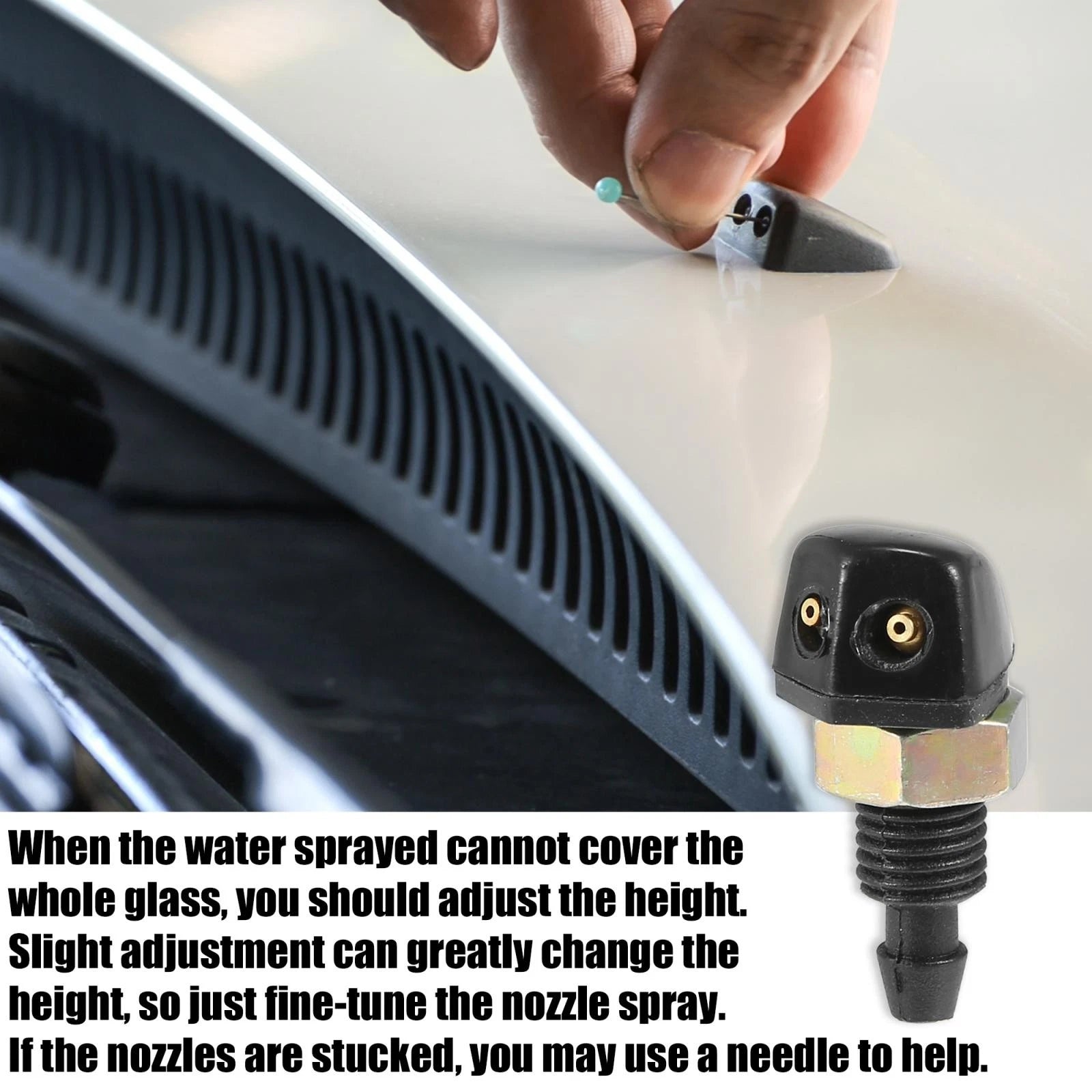 Front Windshield Washer Nozzle Kit 3 Piece Universal for Ford Chevy (Year unspecified)