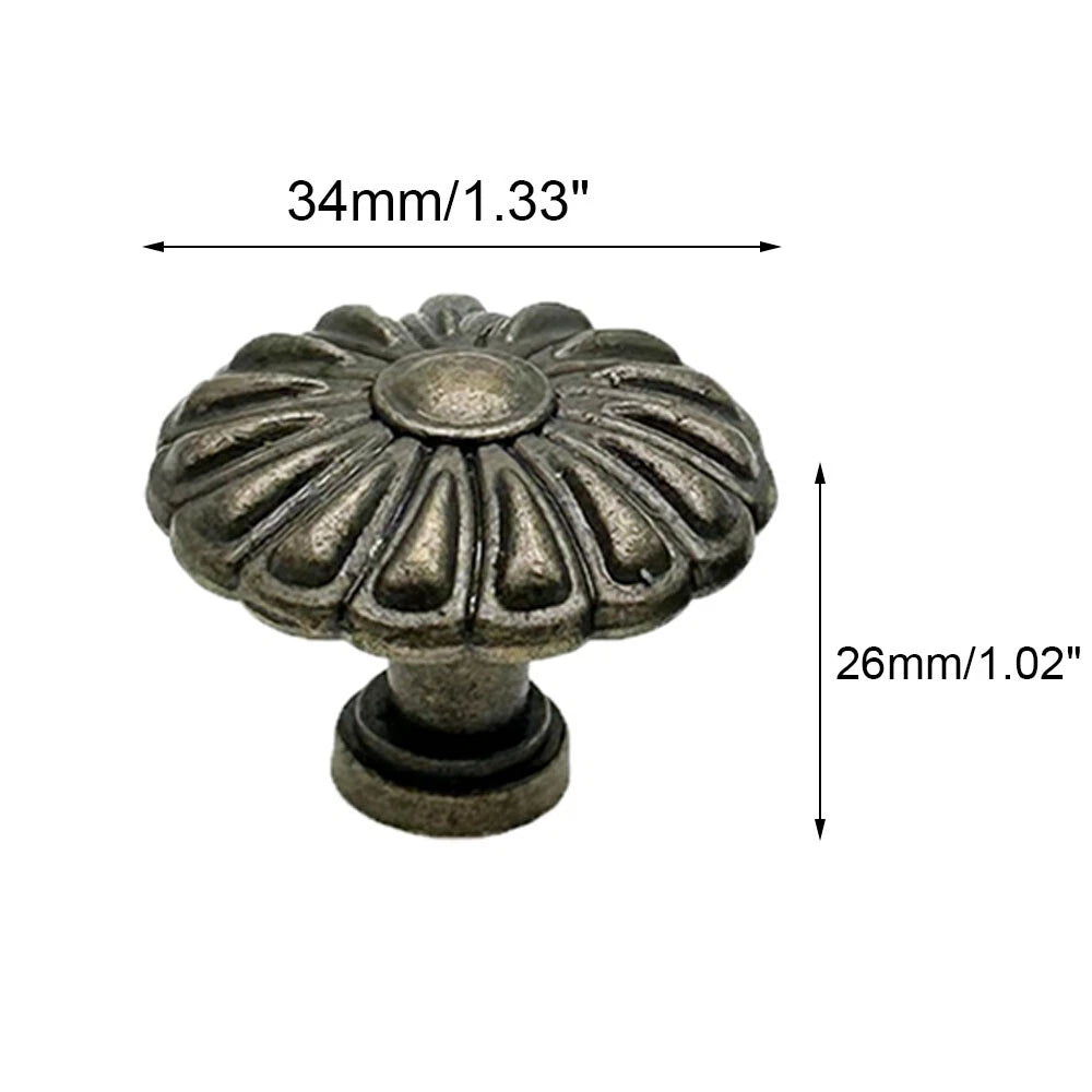 6X Vintage Flower Shape Door Handle Pulls for Cabinets and Drawers