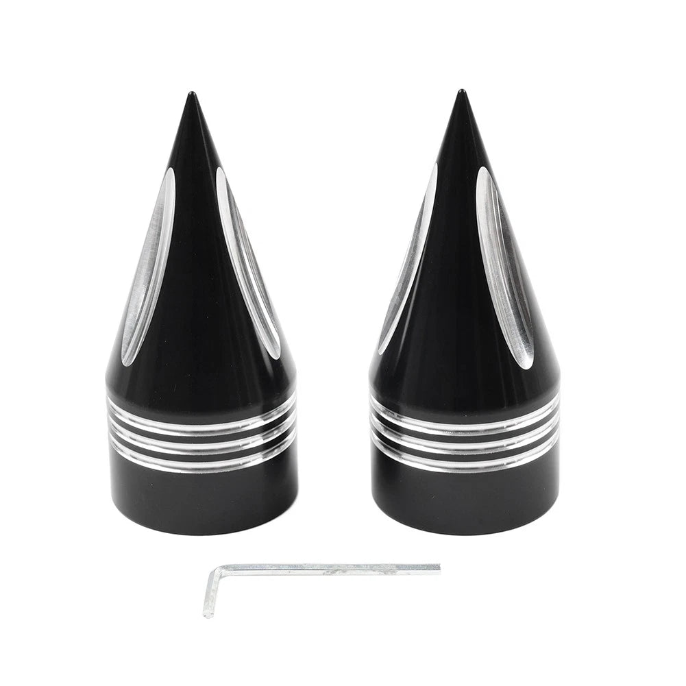 2pcs Black&White Spike Front Axle Cap Nut For Harley Touring Dyna Sportster 1200