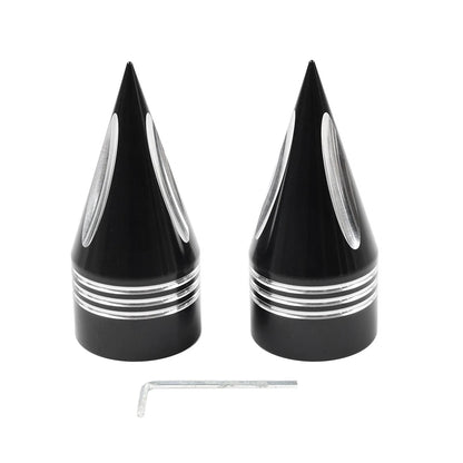 2pcs Black&White Spike Front Axle Cap Nut For Harley Touring Dyna Sportster 1200