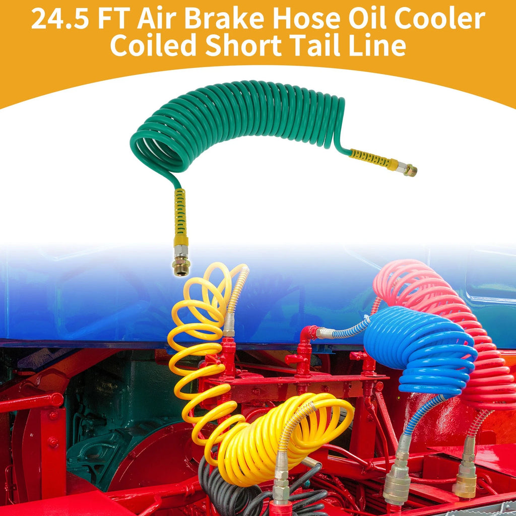 Air Brake Hose for 24.5 FT Coiled Short Tail Line (Compatible with )