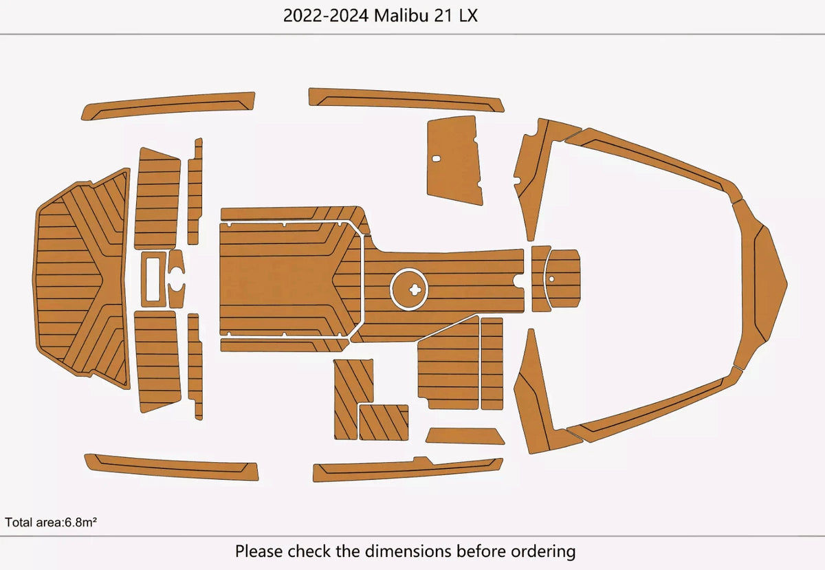 EVA Foam Teak Deck Flooring for Malibu 21 LX (2022–2024)