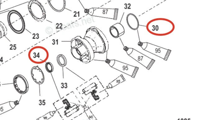 Lower Gearcase Seal Kit for Mercury 65-225 HP (26-76868, 26-12224, 25-896524, 8M0058390)
