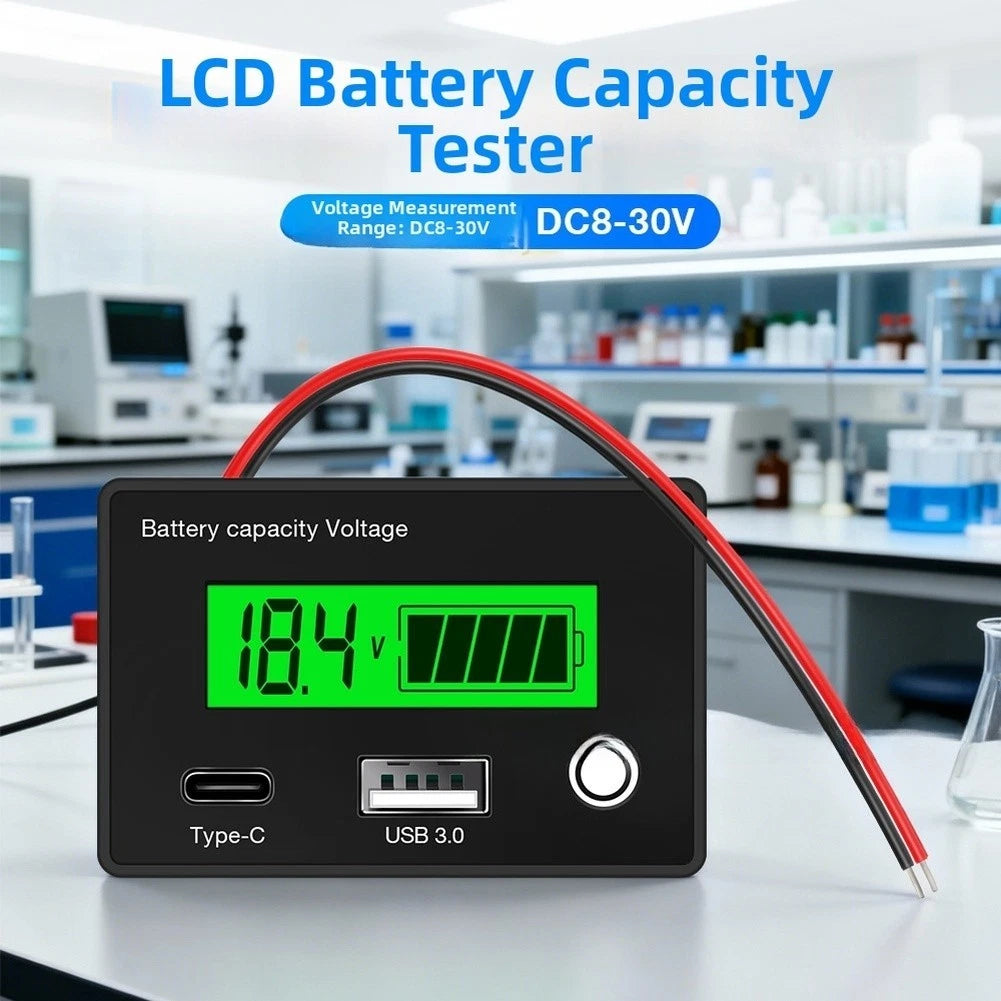 LCD Battery Capacity Tester for DC8-30V Vehicles
