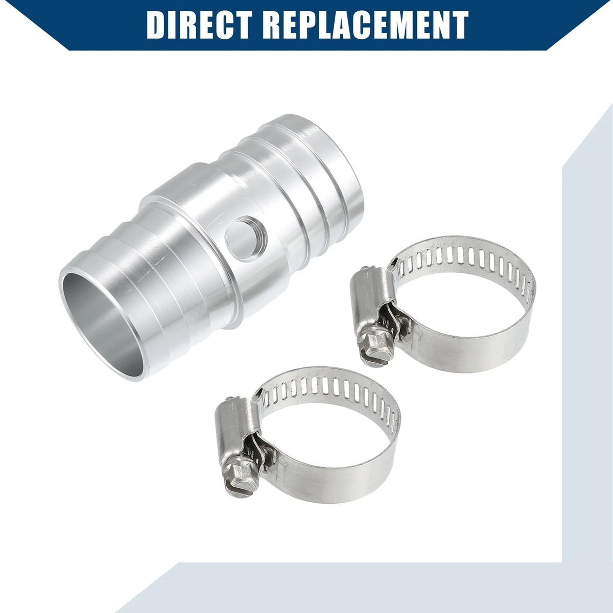 Set of 1 Radiator Hose Barb Coupler for Universal Applications (1") Silver Tone
