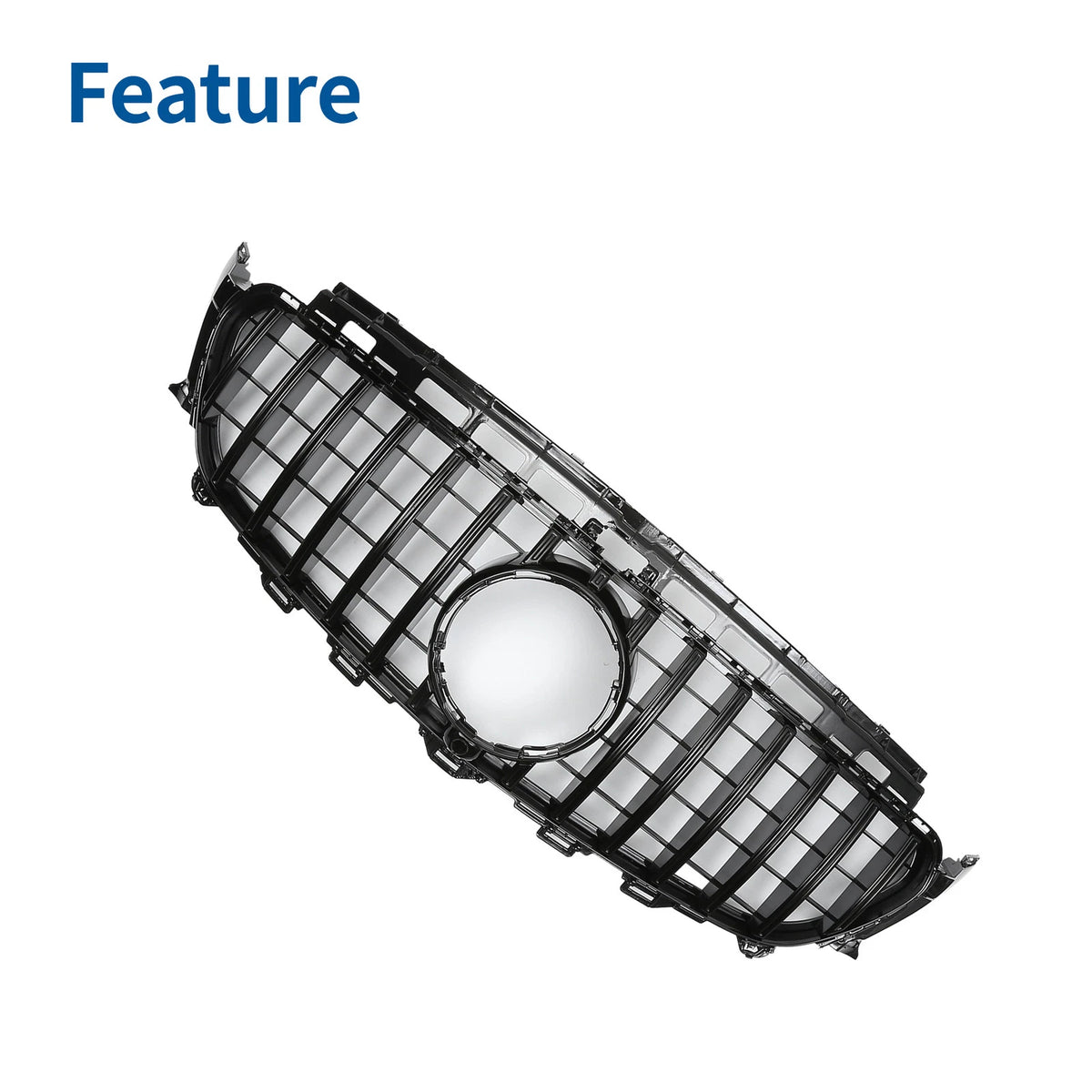 Front Upper Bumper Grille for Mercedes-Benz E200 (2016–2020) Black