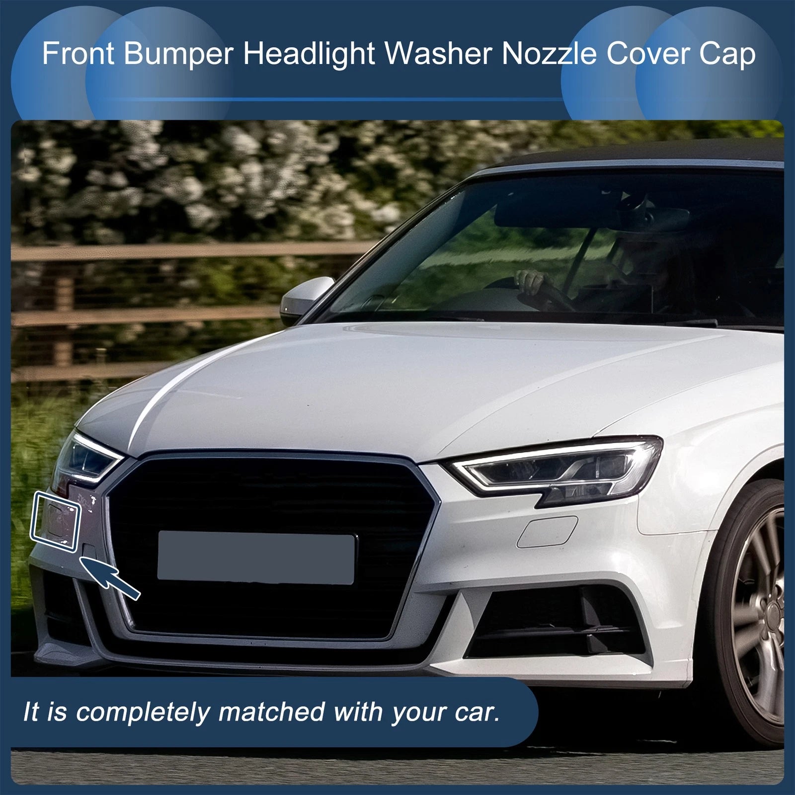 Front Right Washer Nozzle Cover Cap for Audi A3 8V (2013–2016) Black 1 Pcs