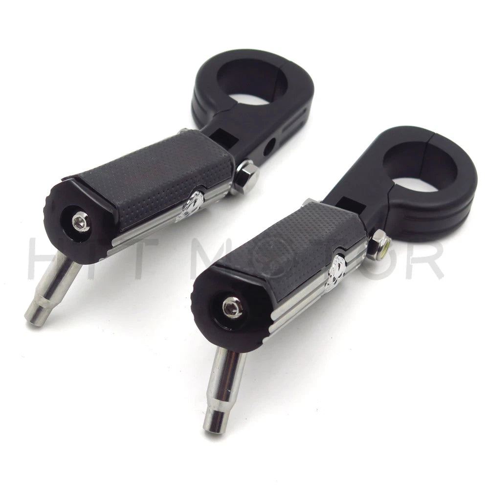 Black Gear Skull Foot Pegs for Harley (1.5")