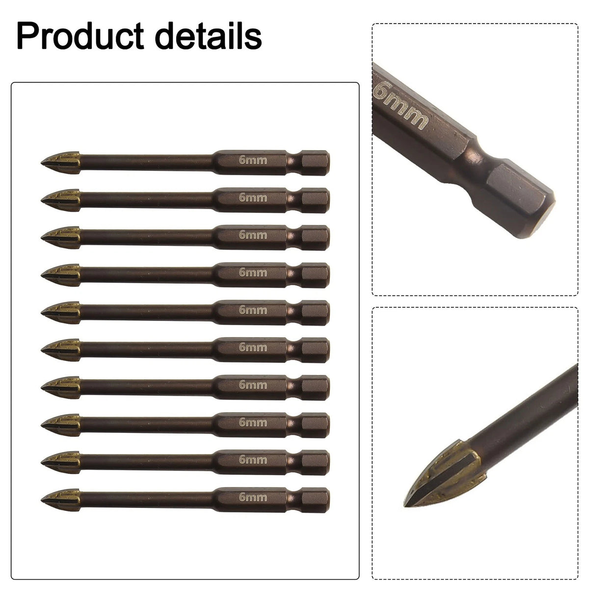10pcs Tungsten Carbide Drill Bits for Glass Marble