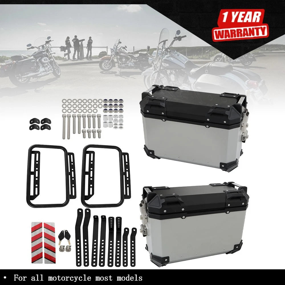 36L Hard Saddlebag Box Trunk for Motorcycle (with Support Racks)