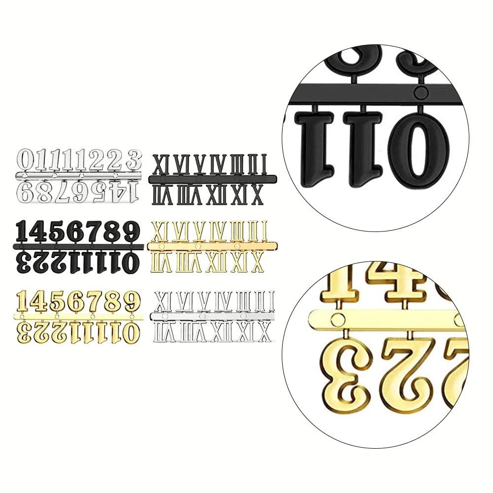 Black and Gold Roman Numerals Quartz Needle for DIY Wall Clock Replacement