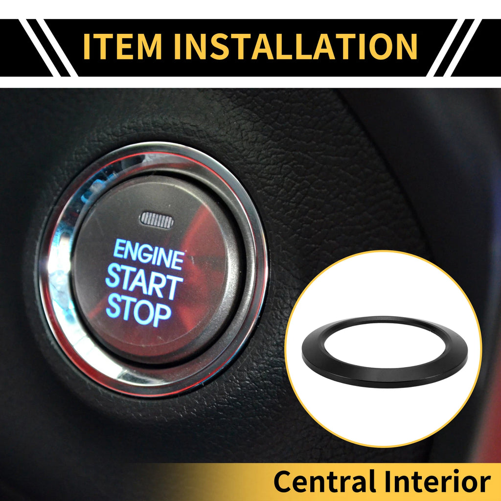 Engine Start Stop Button Switch Knob Cover Ring for Ford F-150 (2016–2021) Black