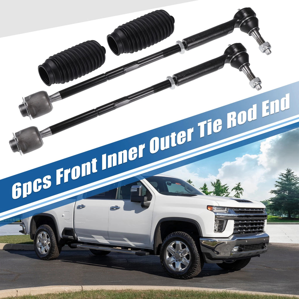 6pcs Front Inner Outer Tie Rod End Links Replacement for Cadillac Escalade (2002–2014)