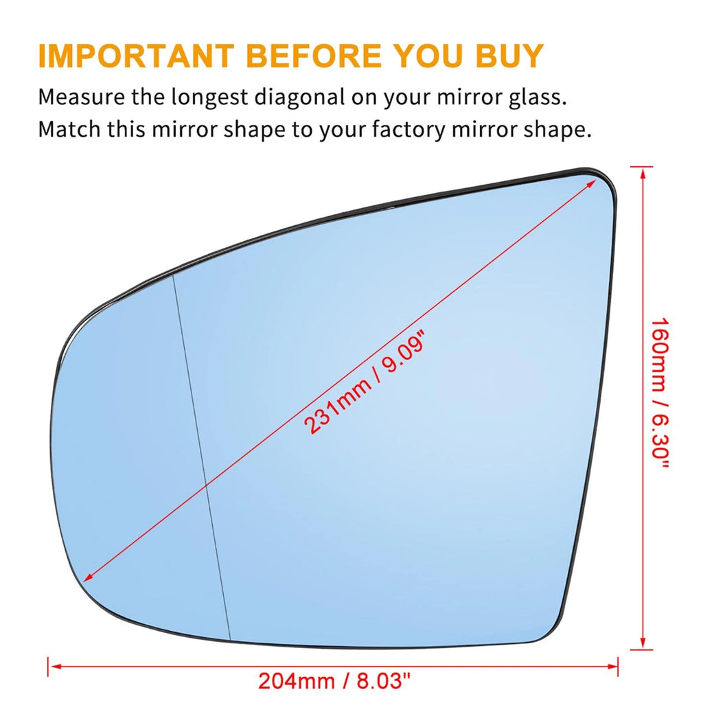 Left Rearview Mirror Glass Heated with Backing Plate for BMW X5 (2007–2013)