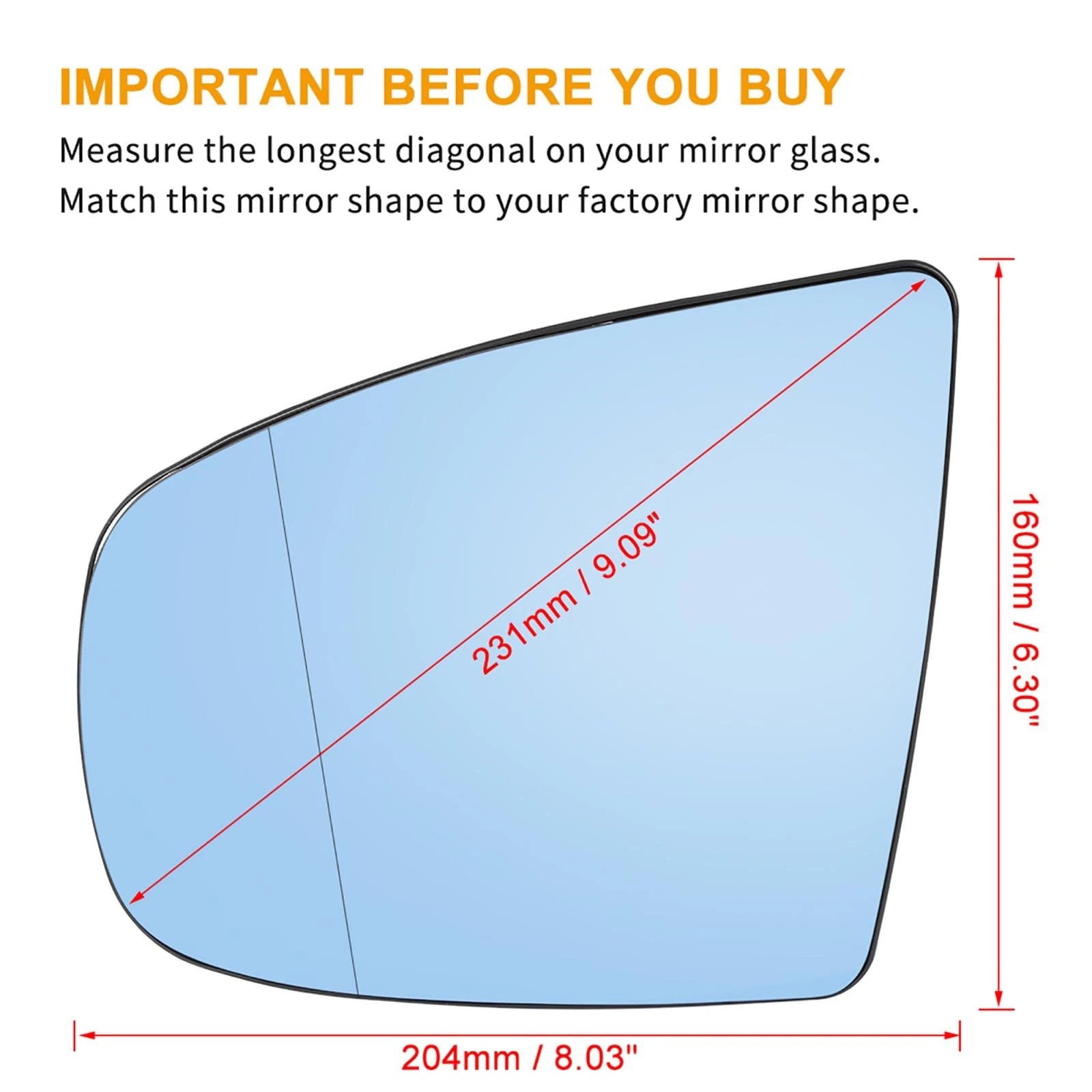 Left Rearview Mirror Glass Heated with Backing Plate for BMW X5 (2007–2013)