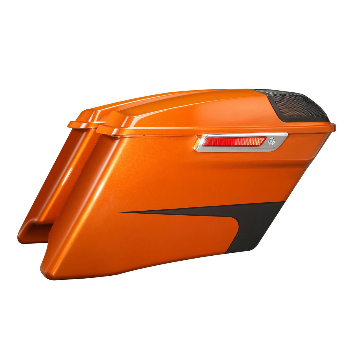 4" Stretched Saddlebags for Harley Touring (2014–2024) Scorched Orange/Black Denim