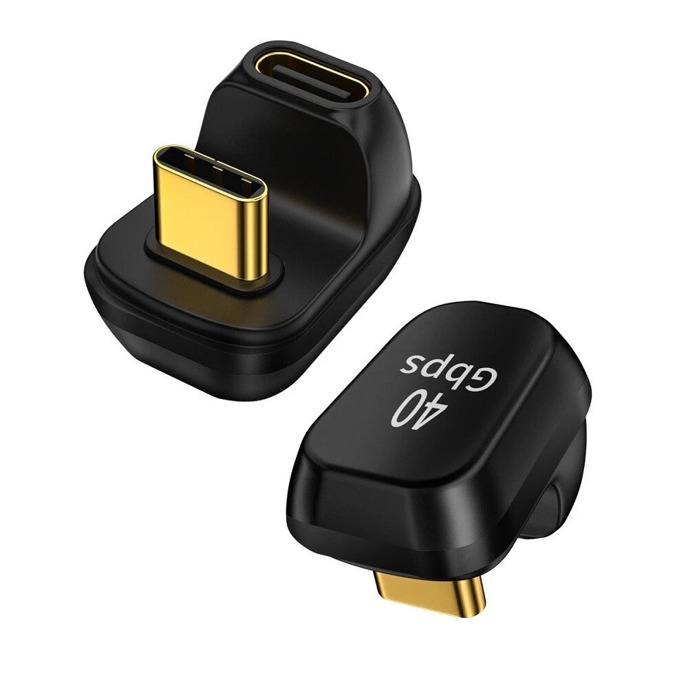 2X USB Type C to C Female to Male 180° U-Shaped Adapter