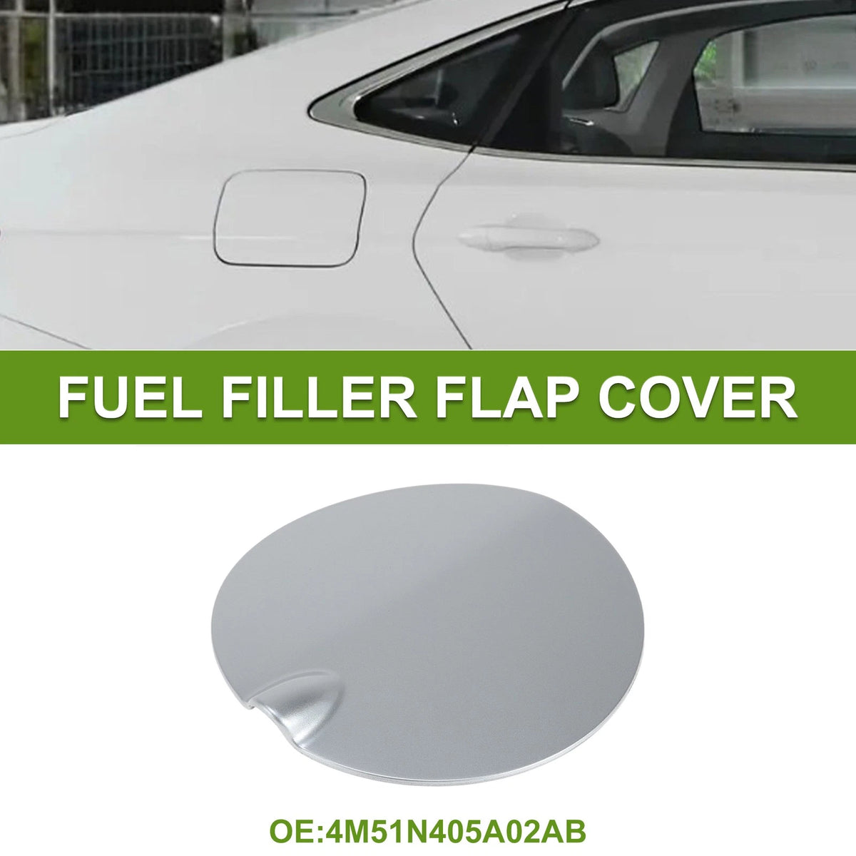 Fuel Tank Door Cap for Ford Focus (2007–2011) - Silver Tone Filler Flap