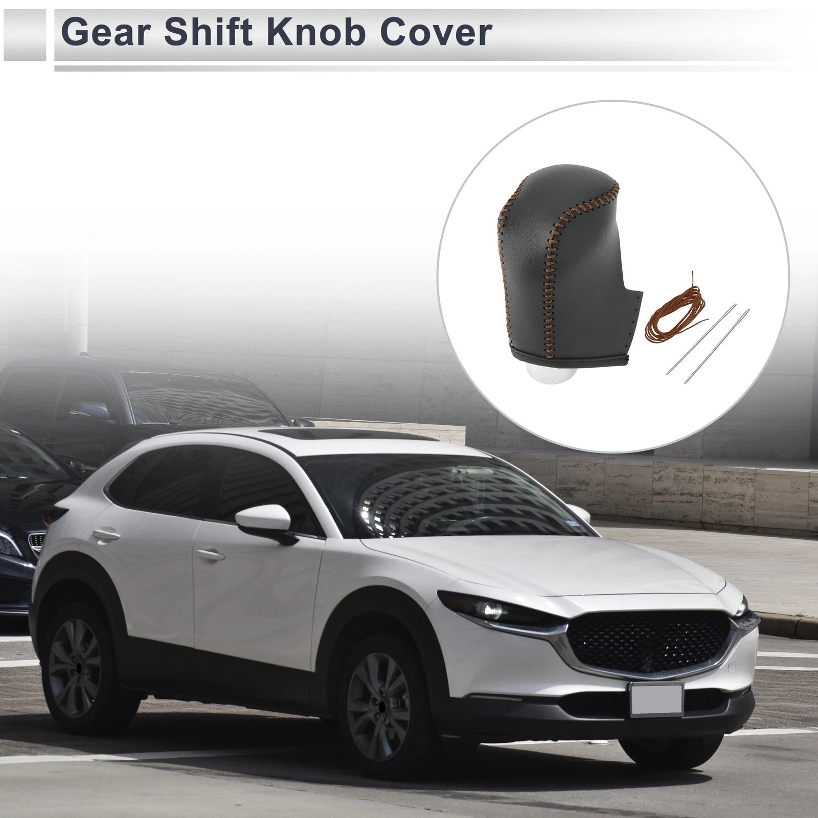 1 Pc Gear Shift Knob Cover Replacement for Mazda CX-30 (2020–2021) Black Brown