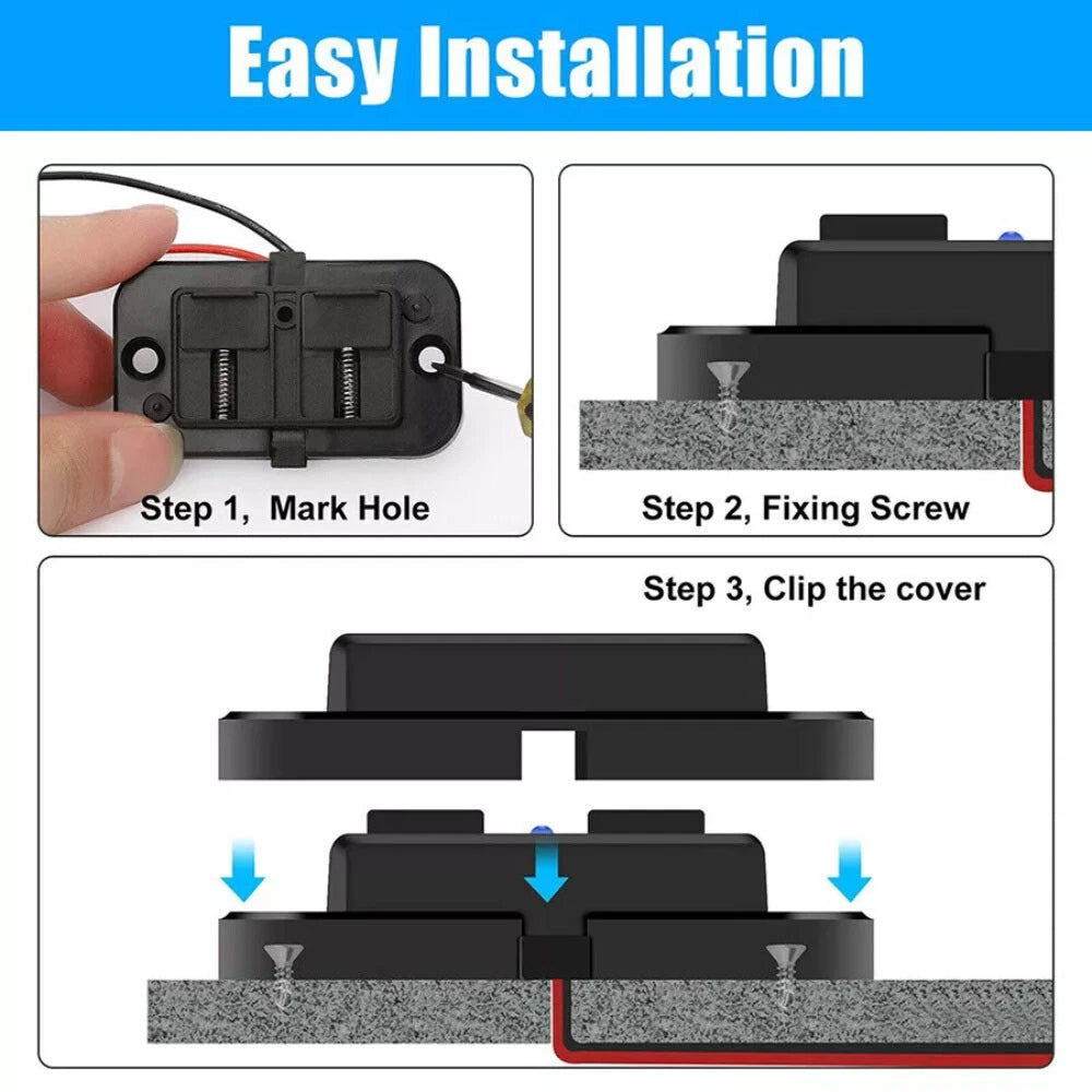 Dual USB Fast Charger Socket for Car Boat RV (QC3.0 PD Type-C)