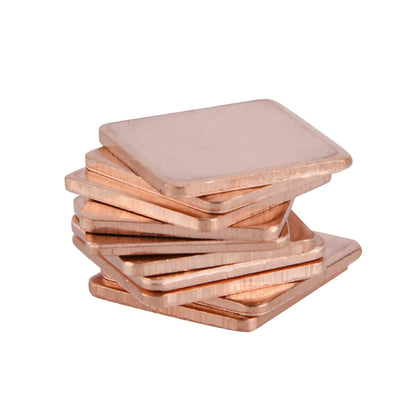 10 Pieces Copper Heat Sink Pads for Laptop CPU 15x15x1mm