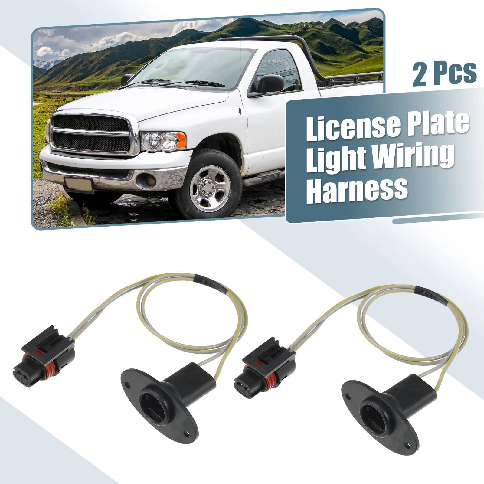 2PCS License Plate Light Wiring Harness Socket Replacement for Dodge Ram 1500 (2002–2010)