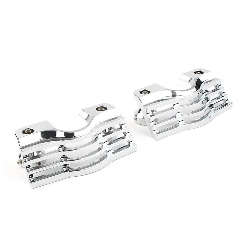 CHROME FINNED SLOTTED HEAD BOLT SPARK PLUG COVERS FOR HARLEY TOURING