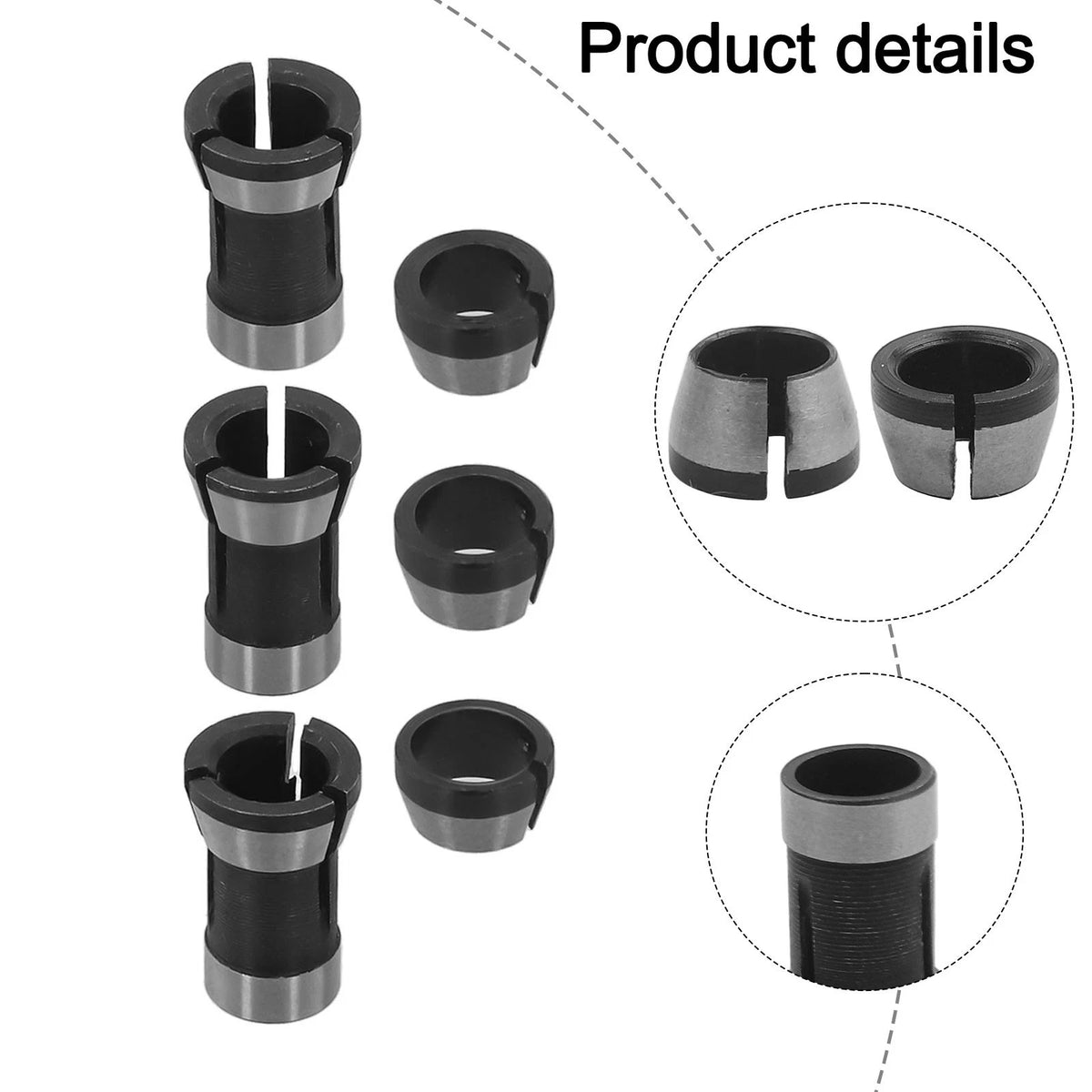 6pcs Collet Chuck Set for Router Trimming and Engraving Tool