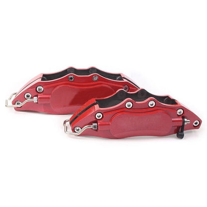 4x 3D Metal Brake Caliper Covers for Universal Cars (Front & Rear, Red)